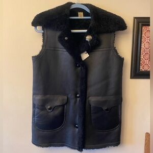 Coach Black Lamb Leather Shearling Reversible Vest 🆕